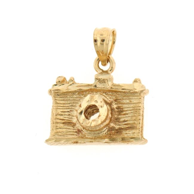 3D Camera Charm Pendant 14k Gold