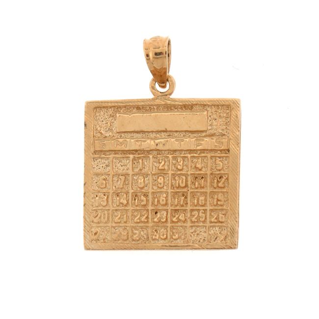 Office Calendar Charm Pendant 14k Gold