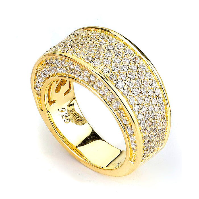 Sterling silver micro-pave CZ ring Yellow Gold
