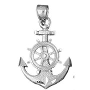 Ship Anchor and Wheel Charm Pendant 14k Gold