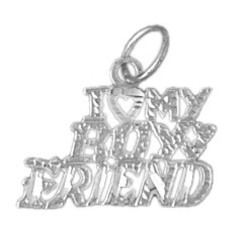 I Love My Boyfriend Charm Pendant 14k Gold