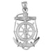 Ship Anchor and Wheel Charm Pendant 14k Gold