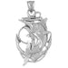 Ship Anchor and Trout Fish Charm Pendant 14k Gold