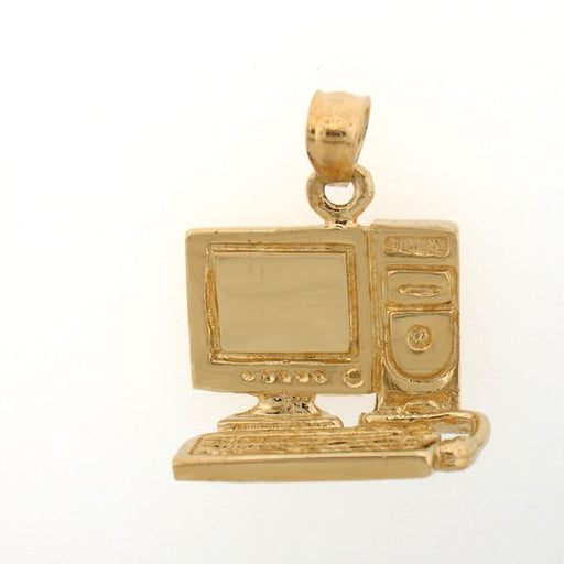 Computer Desktop Charm Pendant 14k Gold