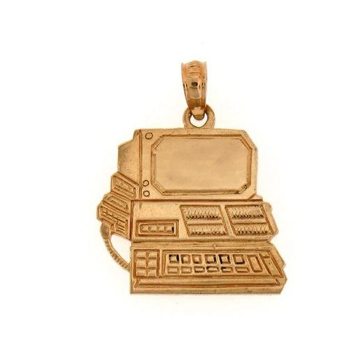 Computer Desktop Charm Pendant 14k Gold