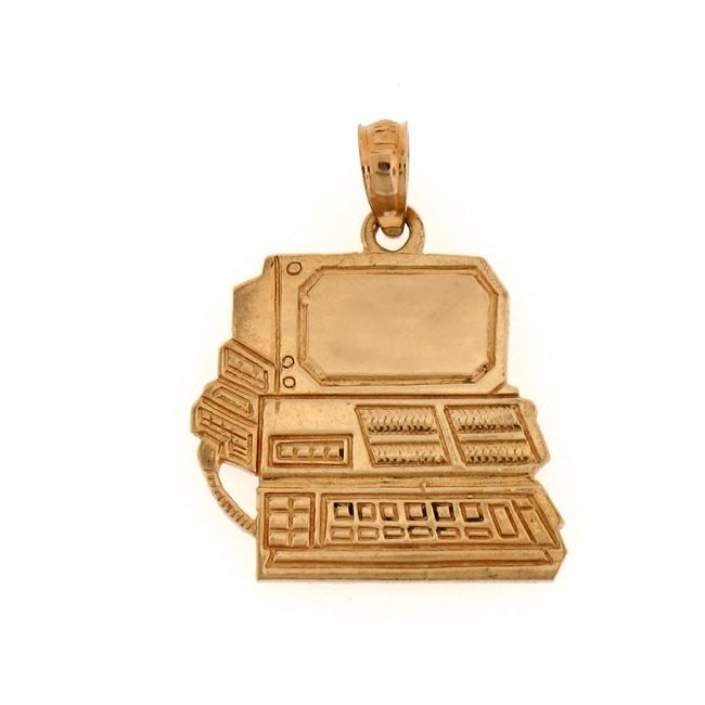 Charm Pendant 14K Gold, which has the shape of a Computer Desktop ...