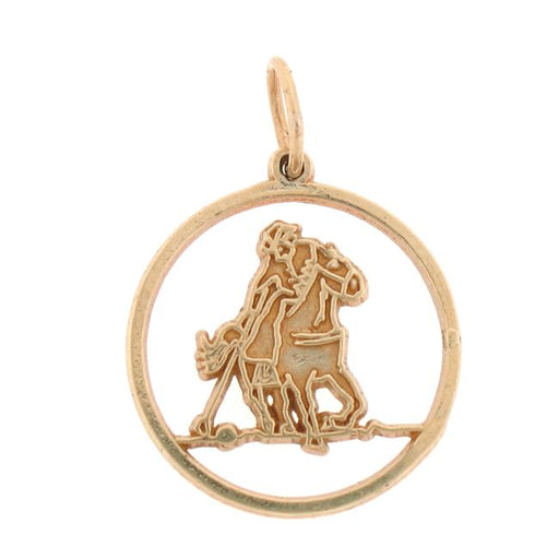 Horse Riding Charm Pendant 14k Gold