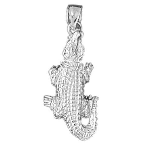 3D Alligator Crocodile Charm Pendant Two Tone 14k Gold