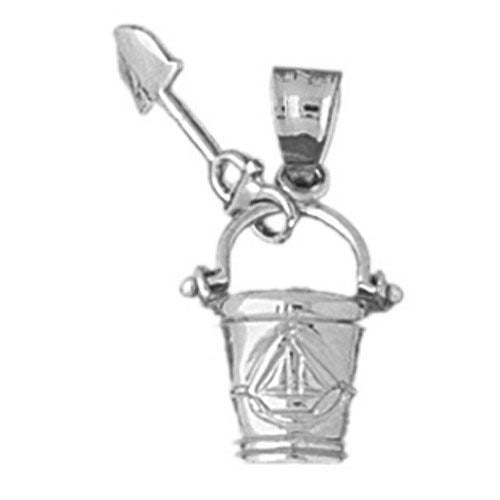 Beach Bucket and Shovel Charm Pendant 14k Gold