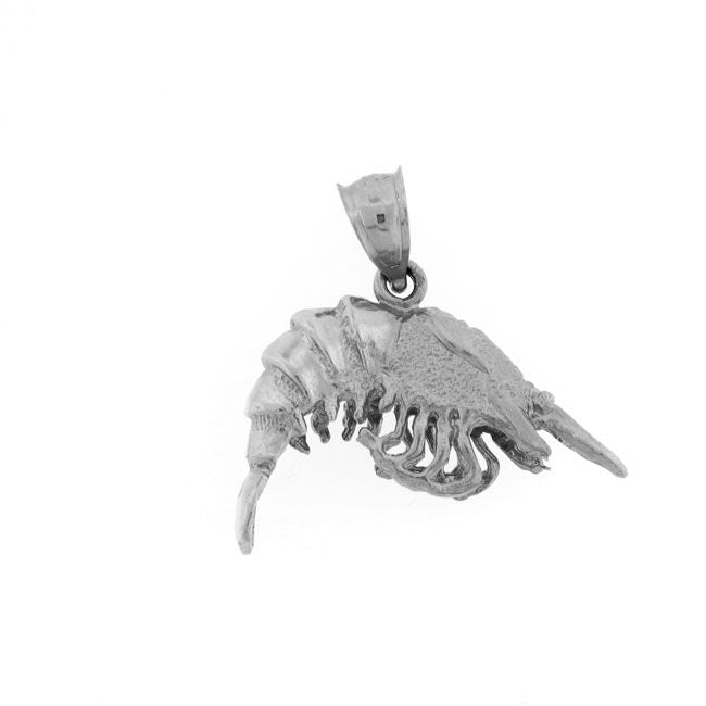 3D Shrimp Charm Pendant 14k Gold
