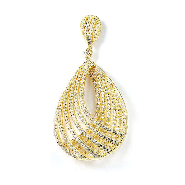 Sterling silver micro-pave pear shaped CZ pendant
