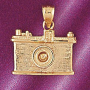 3D Camera Charm Pendant 14k Gold