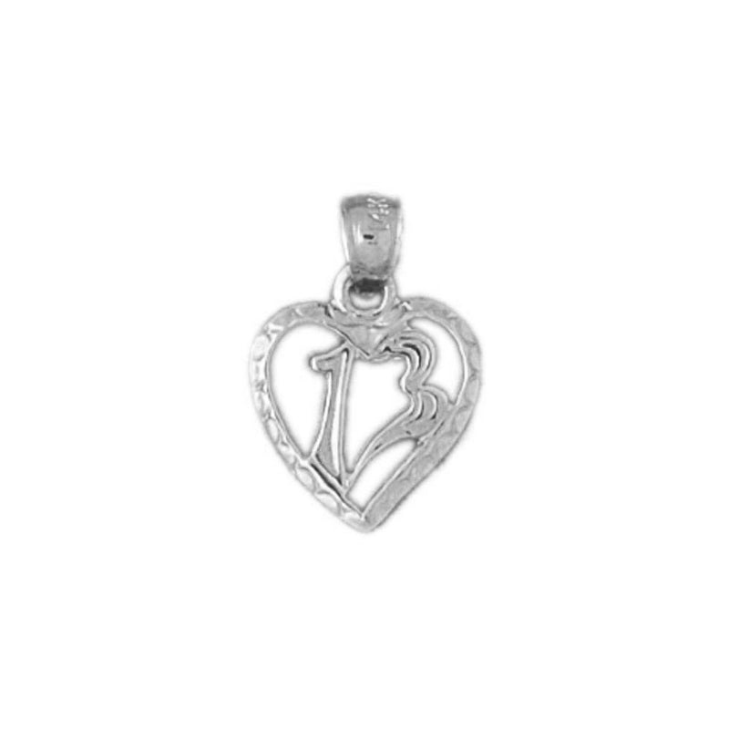 13 In Heart Charm Pendant 14k Gold