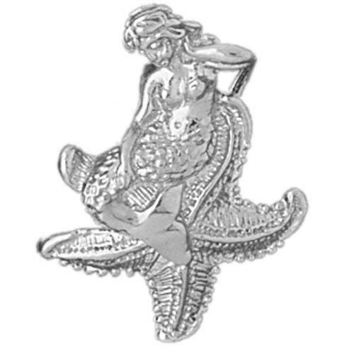 Mermaid on Starfish 3 Dimensional Charm Pendant 14k Gold