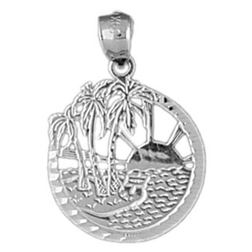 Palm Tree Sunset Charm Pendant 14k Gold