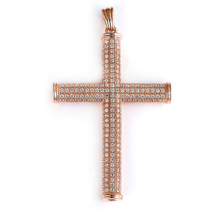 Sterling silver beaded cross pendant with micro-pave CZ