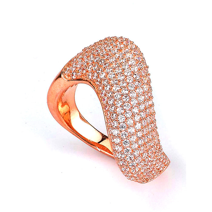 Sterling silver swirl micro-pave CZ ring