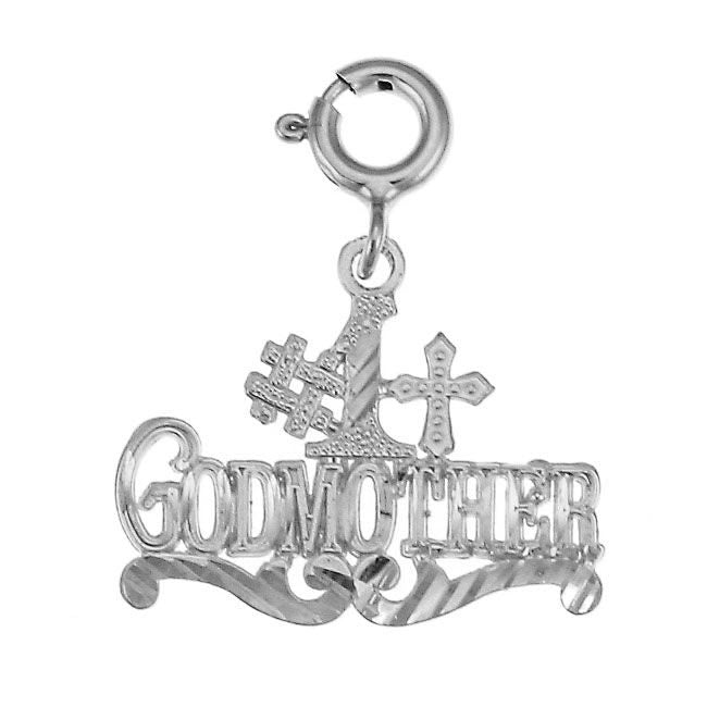 Number One Godmother Charm Pendant 14k Gold