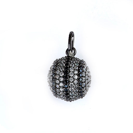 Sterling silver sphere pendant with black & white CZ