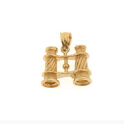 3D Binoculars Charm Pendant 14k Gold