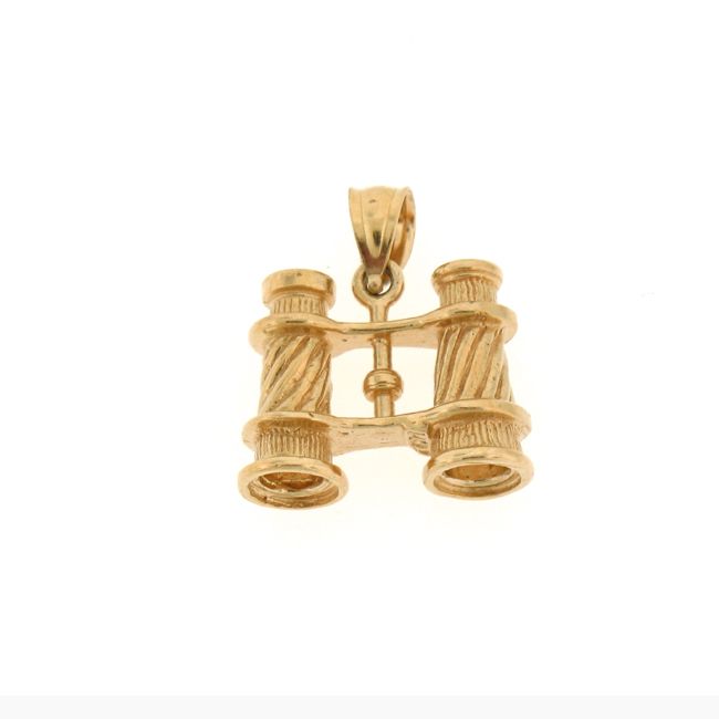 3D Binoculars Charm Pendant 14k Gold