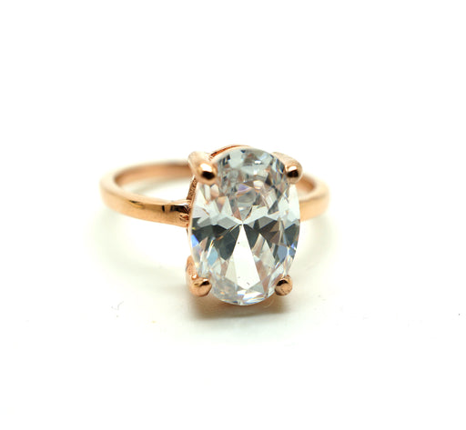 2.75ct Oval Solitaire CZ Rose Gold Plated Engagement Ring