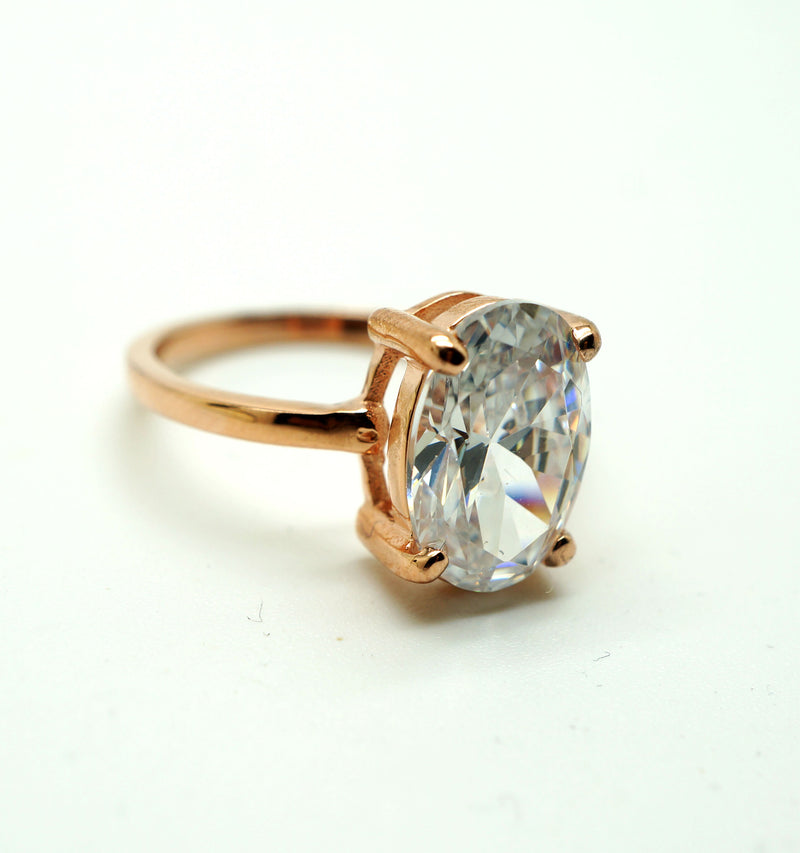 2.75ct Oval Solitaire CZ Rose Gold Plated Engagement Ring