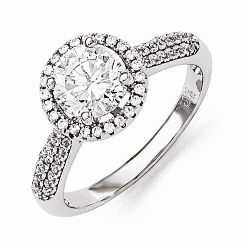 Sterling Silver & CZ Brilliant Embers Round Cut Engagement Ring