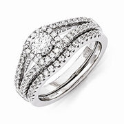 Sterling Silver & CZ Brilliant Embers 2 Piece Wedding Ring Set