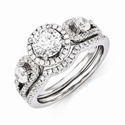 Sterling Silver & CZ Brilliant Embers Rhodium 2-Piece Wedding Set