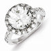 Sterling Silver Rhodium Plated CZ Engagement Ring with open back