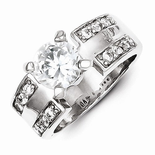 Sterling Silver 2-Row CZ Wedding Ring