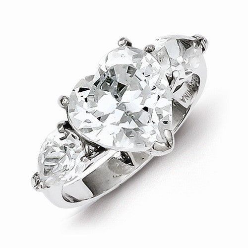 Sterling Silver Heart Shape CZ Engagement Ring