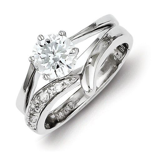 Sterling Silver 2-Piece CZ Wedding Ring