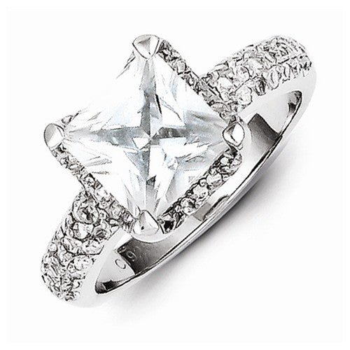 Sterling Silver Square Princess Cut CZ Engagement Ring