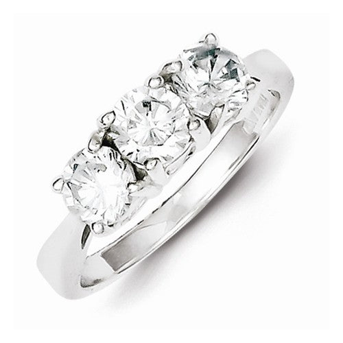 Sterling Silver 3 Stones CZ Fashion Ring